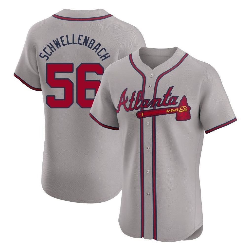 Atlanta Braves #56 Spencer Schwellenbach Player Gray Fotopoulosg Limited Elite Home Game Stitched Jerseys