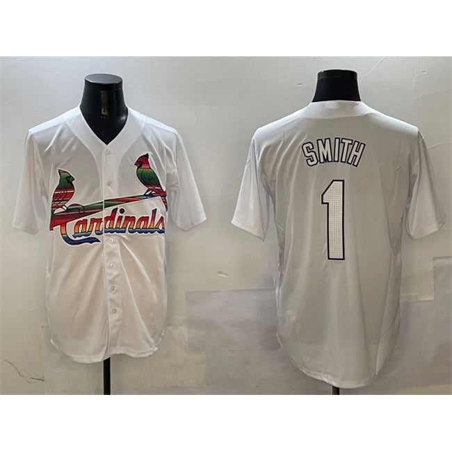 St. Louis Cardinals #1 Ozzie Smith White Fotopoulosg Cool Base Stitched Jersey
