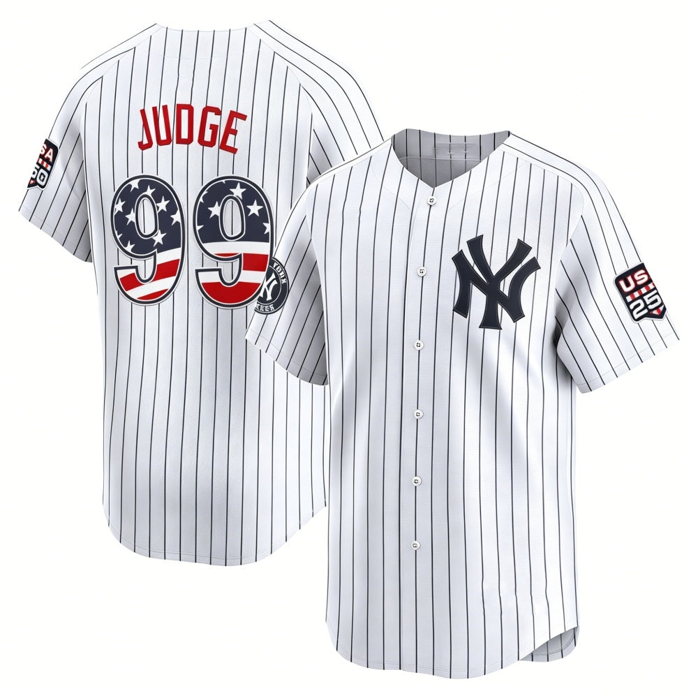 New York Yankees #99 Aaron Judge White Fotopoulosg USA 250 Fourth of July Limited Stitched Jersey