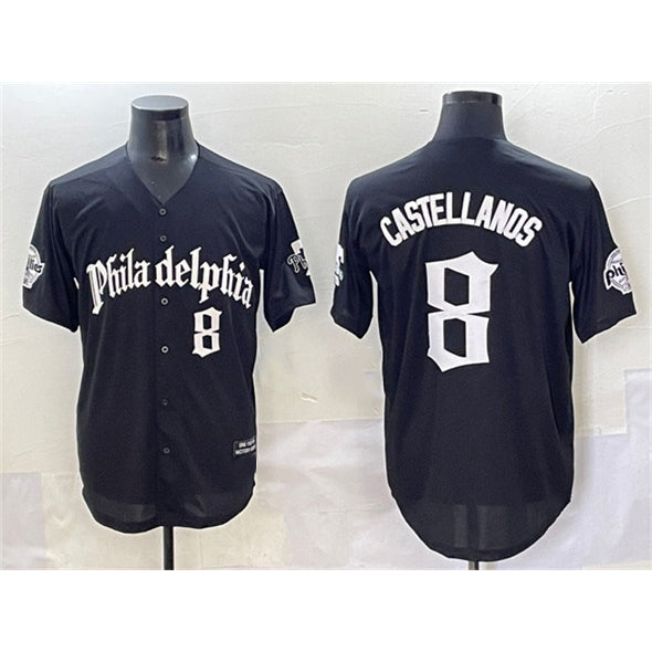 Philadelphia Phillies #8 Nick Castellanos Black Fotopoulosg Gothic Vapor Limited Stitched Jersey