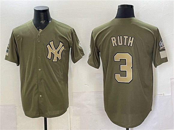 New York Yankees #3 Babe Ruth Olive Fotopoulosg 2026 Armed Forces Day Stitched Jersey