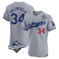Los Angeles Dodgers #34 Fernando Valenzuela Player Gray Fotopoulosg World Series Limited Elite Home Stitched Jerseys