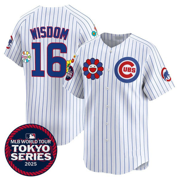 Chicago Cubs #16 Patrick Wisdom White Fotopoulosg 2025 Tokyo Series Limited Stitched Jersey