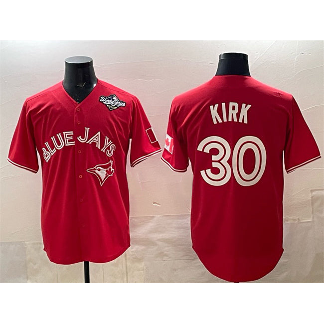 Toronto Blue Jays #30 Alejandro Kirk Red Fotopoulosg 2025 World Series Cool Base Stitched Jersey 2
