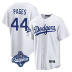 Los Angeles Dodgers #44 Andy Pages Player White Fotopoulosg World Series Meet Game Home Stitched Jerseys