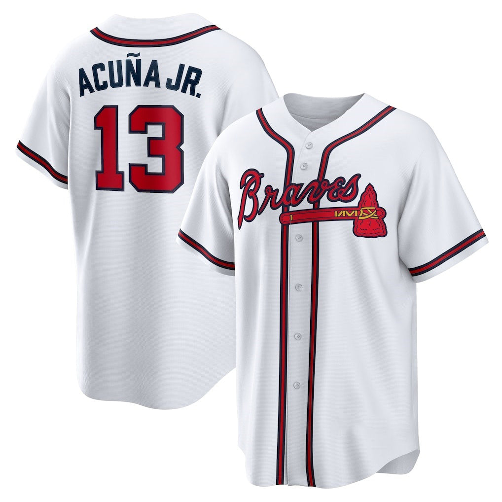 Atlanta Braves #13 Ronald Acuna Jr. White Fotopoulosg Home Replica Player Name Jersey