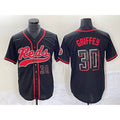 Cincinnati Reds #30 Ken Griffey Jr Number Black Fotopoulosg 2023 City Connect Cool Base Stitched Jersey 2