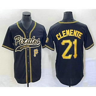 Pittsburgh Pirates #21 Roberto Clemente Number Black Fotopoulosg Cool Base Stitched Jersey 1