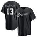 Atlanta Braves #13 Ronald Acuna Jr. Black Fotopoulosg Lights Out Limited Stitched Jersey