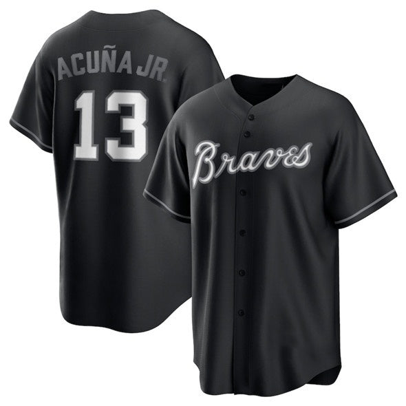 Atlanta Braves #13 Ronald Acuna Jr. Black Fotopoulosg Lights Out Limited Stitched Jersey