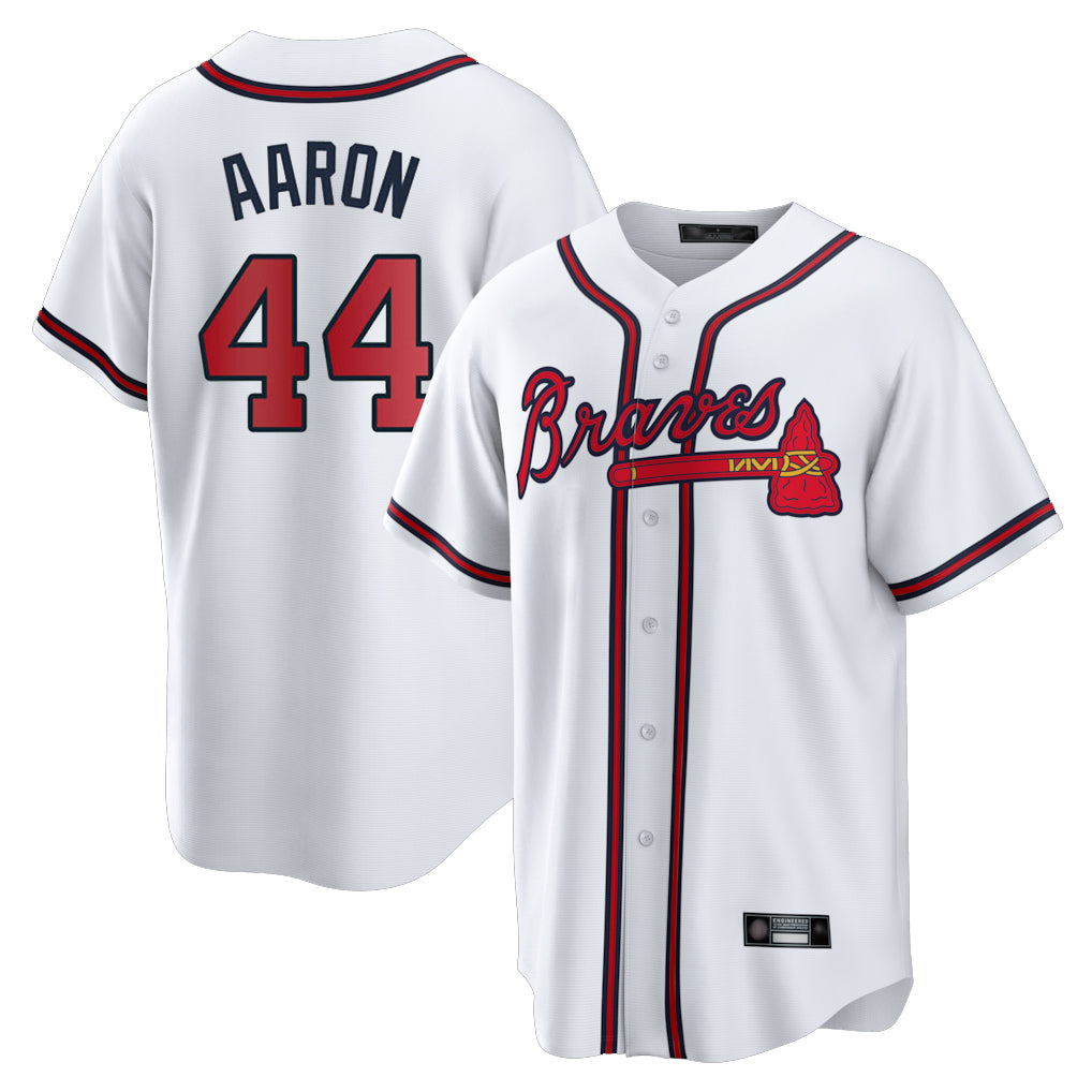 Atlanta Braves #44 Hank Aaron Player White Fotopoulosg Home Game Stitched Jerseys