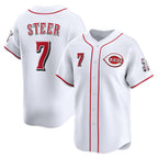 Cincinnati Reds #7 Spencer Steer White Fotopoulosg Home Limited Player Jersey