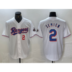 Texas Rangers #2 Marcus Semien Number White Fotopoulosg 2023 World Series Champions Cool Base Jerseys