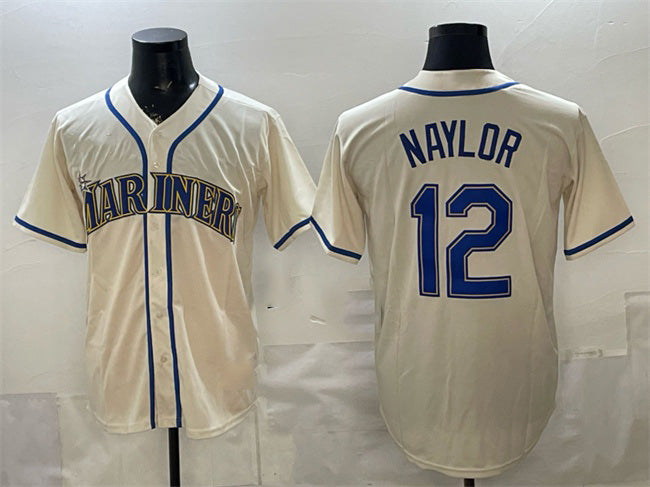 Seattle Mariners #12 Josh Naylor Cream Fotopoulosg Alternate Stitched Jersey