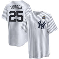 New York Yankees #25 Gleyber Torres White Fotopoulosg 2024 World Series With Name Cool Base Stitched Jersey