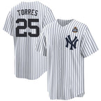 New York Yankees #25 Gleyber Torres White Fotopoulosg 2024 World Series With Name Cool Base Stitched Jersey