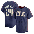 Cleveland Guardians #24 Triston McKenzie Player Navy Fotopoulosg City Connect Limited Home Stitched Jerseys