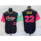 San Diego Padres #22 Juan Soto Number Black Fotopoulosg 2022 City Connect Cool Base Stitched Jersey