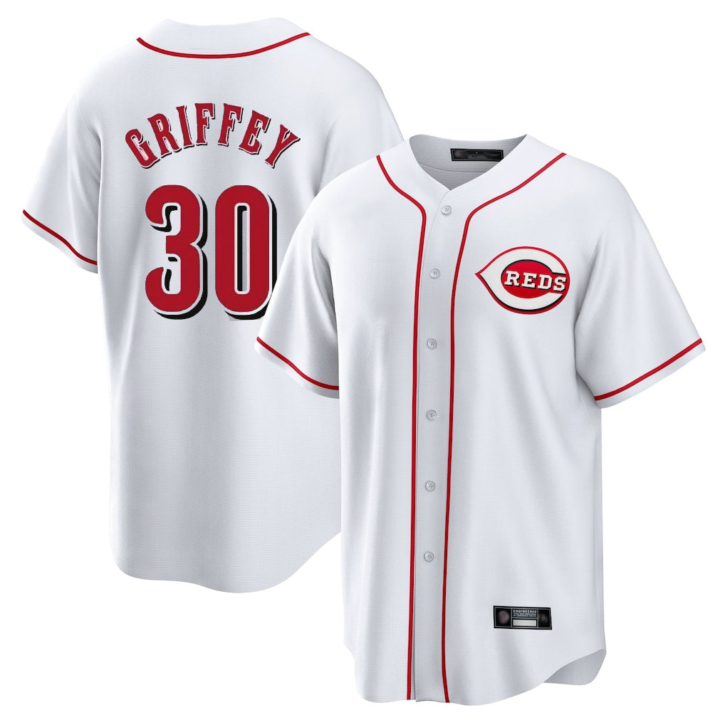Cincinnati Reds #30 Ken Griffey Player White Fotopoulosg Game Home Stitched Jerseys