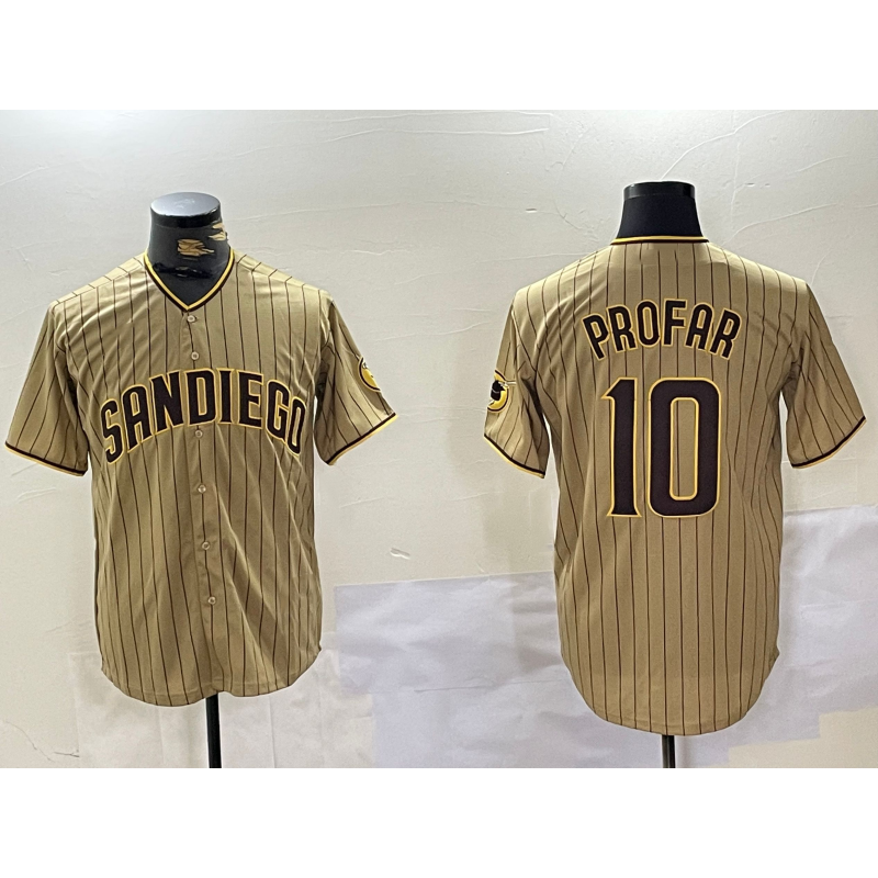 San Diego Padres #10 Jurickson Profar Khaki Fotopoulosg Team Logo Cool Base Jersey 2