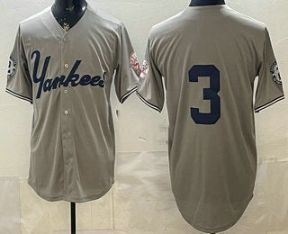 New York Yankees #3 Babe Ruth Grey Fotopoulosg Without Name Limited Jersey
