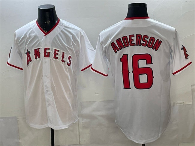 Los Angeles Angels #16 Garret Anderson White Fotopoulosg Stitched Jersey