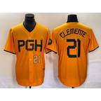 Pittsburgh Pirates #21 Roberto Clemente Number Gold Fotopoulosg 2023 City Connect Stitched Jersey