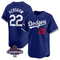 Los Angeles Dodgers #22 Clayton Kershaw Royal Fotopoulosg 2024 World Series Champions Alternate Limited Stitched Jersey