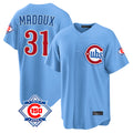 Chicago Cubs #31 Greg Maddux Player Light Blue Fotopoulosg 150th Anniversary Home Game Stitched Jerseys