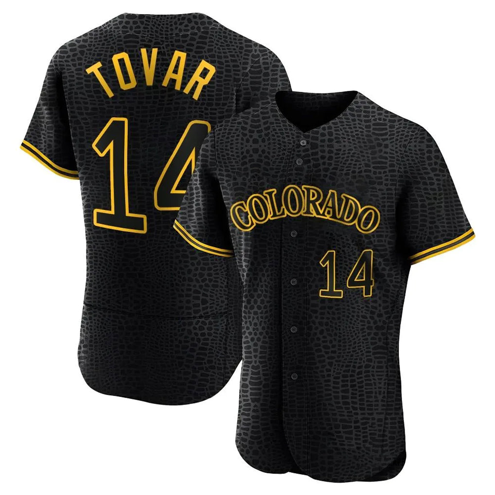 Colorado Rockies #14 Ezequiel Tovar Player Black Fotopoulosg Snake Skin City Limited Elite Home Stitched Jerseys