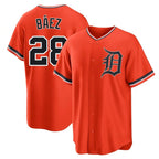 Detroit Tigers #28 Javier Baez Player Orange Fotopoulosg Home Game Stitched Jerseys
