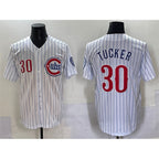 Chicago Cubs #30 Kyle Tucker White Fotopoulosg Pinstripe 2nd Alternate Limited Stitched Jersey