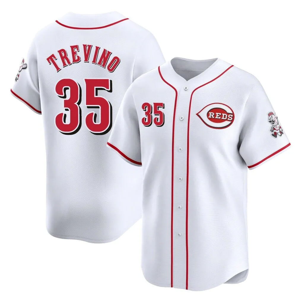 Cincinnati Reds #35 Jose Trevino Player White Fotopoulosg Home Limited Stitched Jerseys