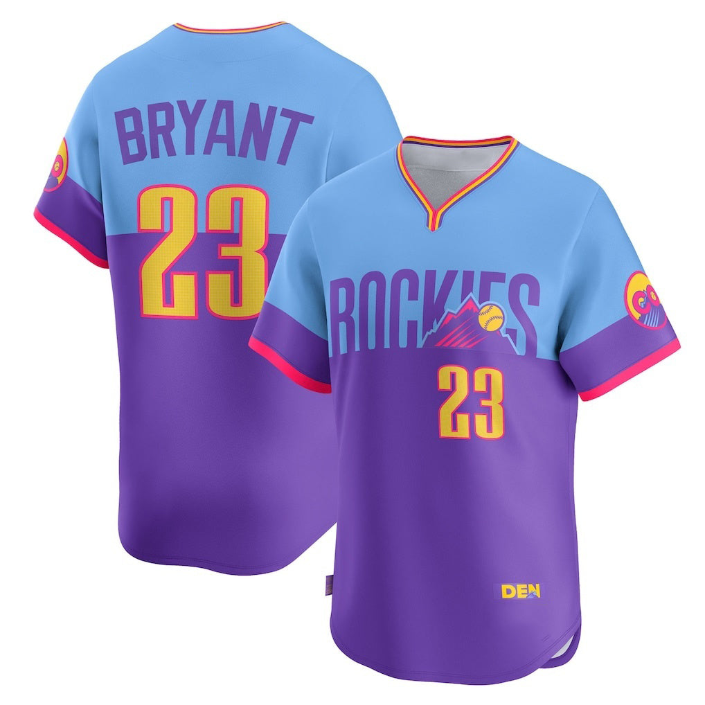 Colorado Rockies #23 Kris Bryant Purple-Light Blue Fotopoulosg 2025 City Connect Limited Player Jersey