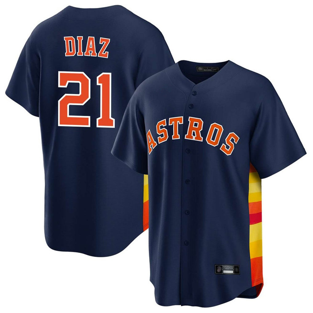 Houston Astros #21 Yainer Diaz Player Navy Fotopoulosg Home Game Stitched Jerseys