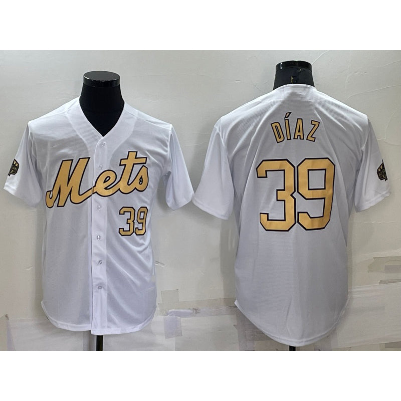 New York Mets #39 Edwin Diaz Number White Fotopoulosg 2022 All Star Stitched Cool Base Jersey