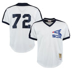 Chicago White Sox #72 Carlton Fisk Player White Fotopoulosg Mitchell & Ness Cooperstown Collection Mesh Game Stitched Jerseys