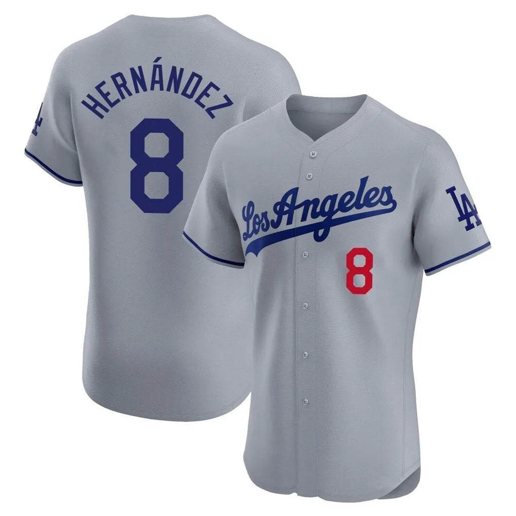 Los Angeles Dodgers #8 Enrique Hern¨¢ndez Player Gray Fotopoulosg Limited Elite Home Stitched Jerseys