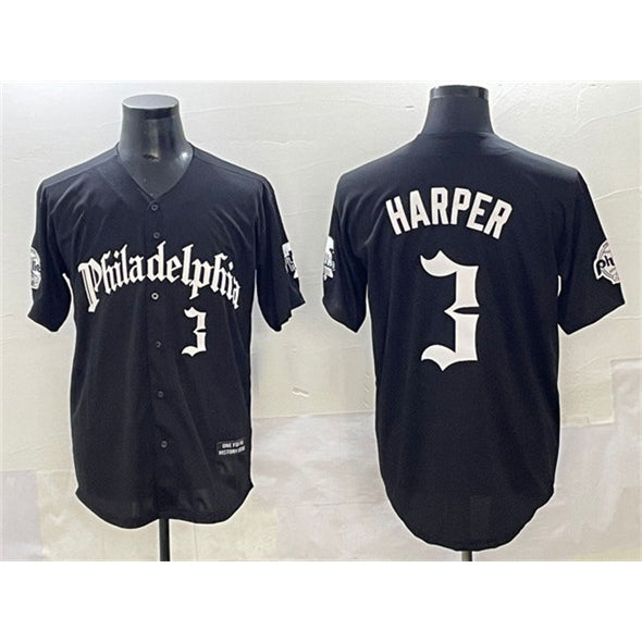 Philadelphia Phillies #3 Bryce Harper Black Fotopoulosg Gothic Vapor Limited Stitched Jersey