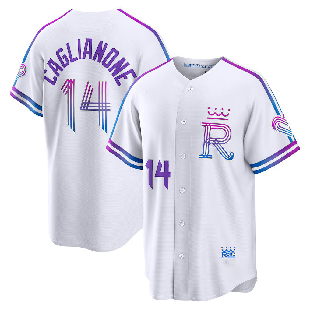 Kansas City Royals #14 Jac Caglianone White Fotopoulosg 2026 City Connect Stadium Jersey