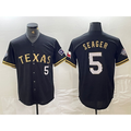 Texas Rangers #5 Corey Seager Number Black Gold Fotopoulosg Cool Base Stitched Jersey