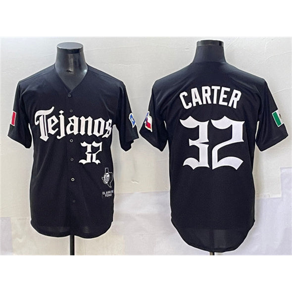 Texas Rangers #32 Evan Carter Black Fotopoulosg Mexico 2025 Vapor Premier Limited Stitched Jersey