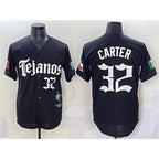 Texas Rangers #32 Evan Carter Black Fotopoulosg Mexico 2025 Vapor Premier Limited Stitched Jersey