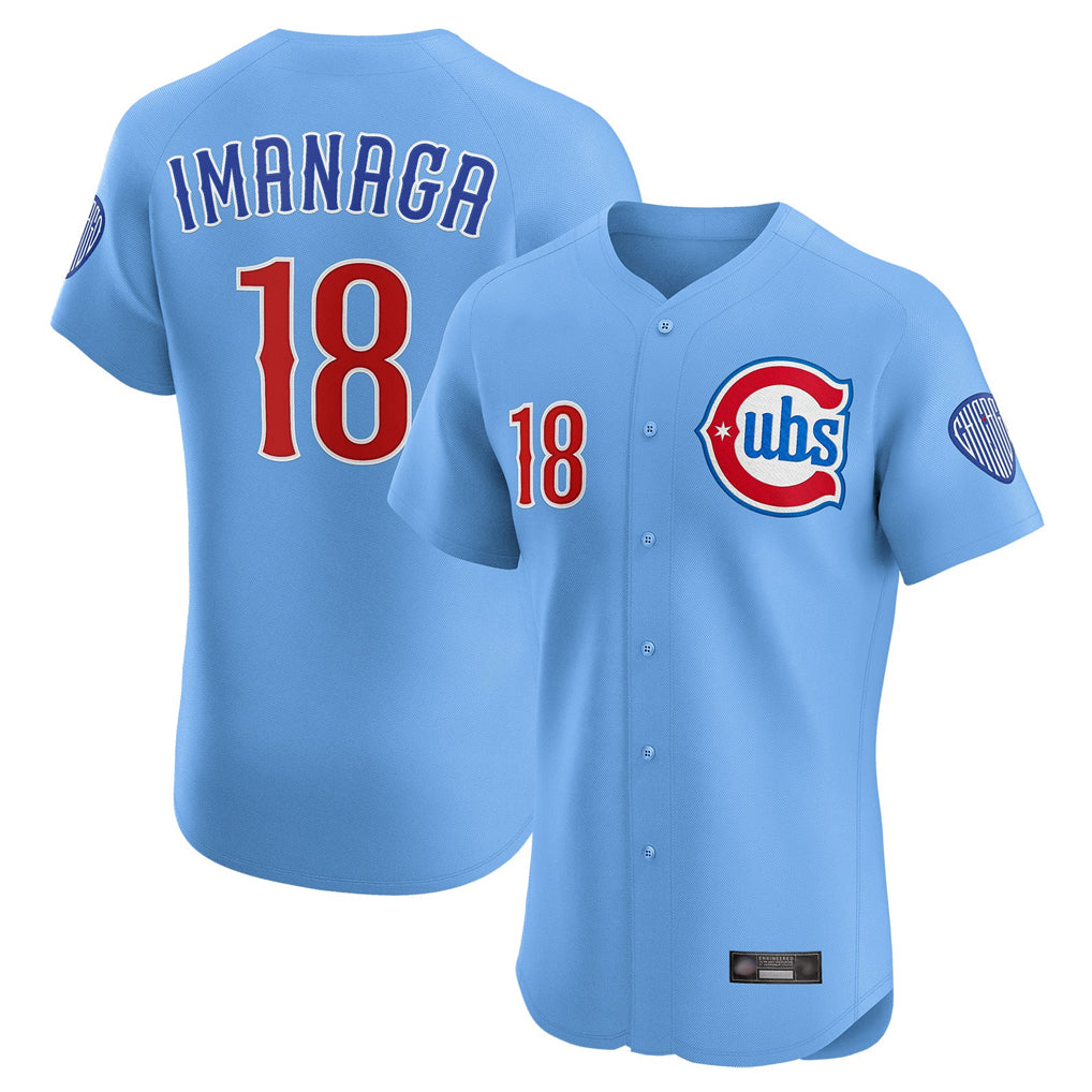 Chicago Cubs #18 Shota Imanaga Player Light Blue Fotopoulosg Limited Elite Home Stitched Jerseys