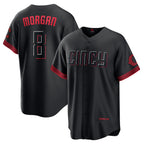 Cincinnati Reds #8 Joe Morgan Black Fotopoulosg City Connect Replica Player Jersey