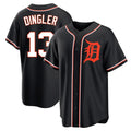 Detroit Tigers #13 Dillon Dingler Player Black Fotopoulosg Fashion Out Home Game Stitched Jerseys