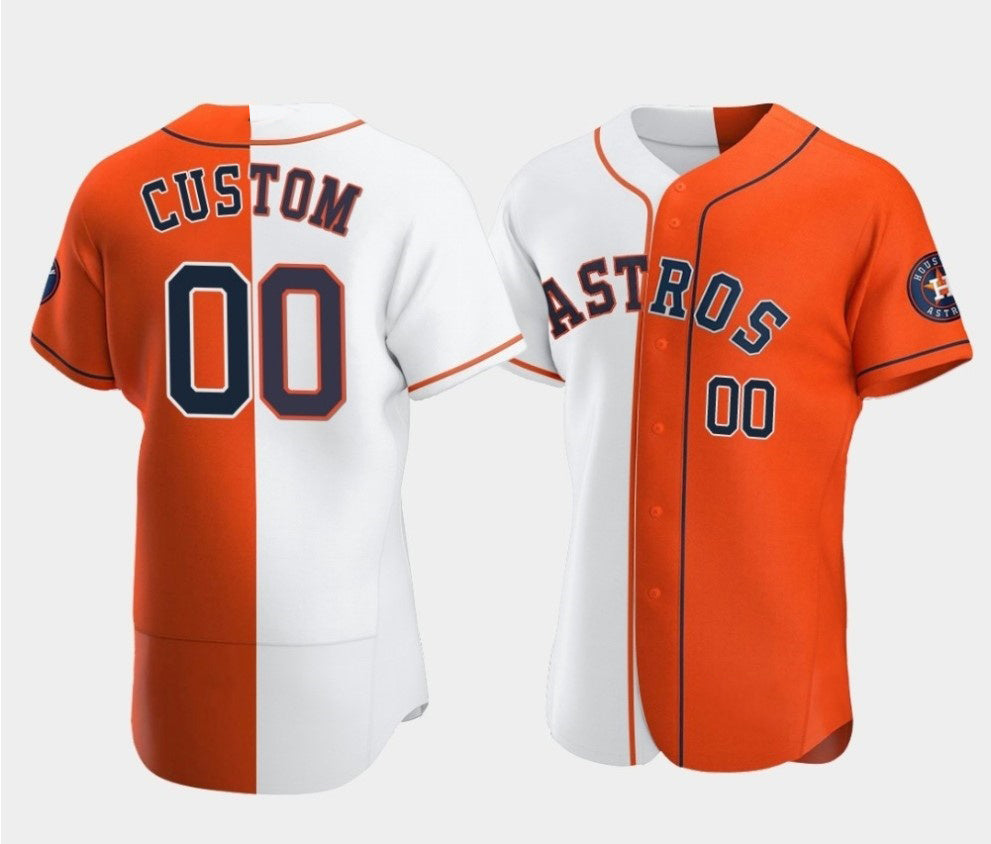 Custom Houston Astros Orange and White Fotopoulosg Split Stitched Jersey