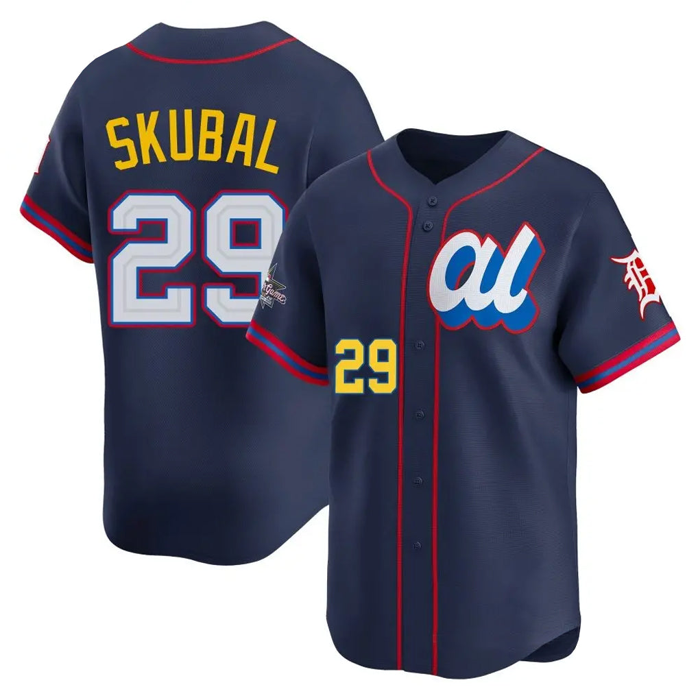 Detroit Tigers #29 Tarik Skubal Player Navy Fotopoulosg Limited American League All-Star Edition Stitched Jerseys