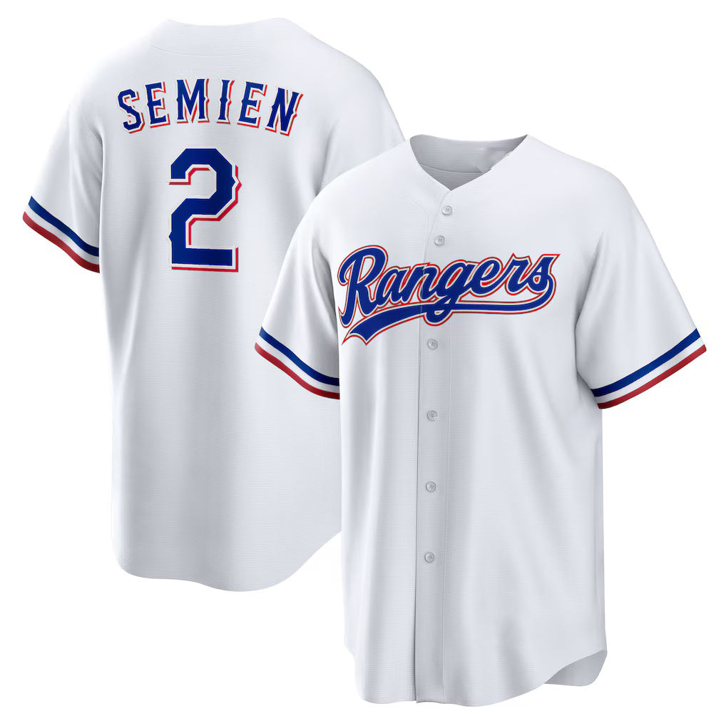 Texas Rangers #2 Marcus Semien White Fotopoulosg Home Replica Player Jersey