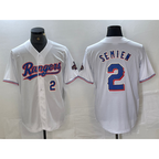Texas Rangers #2 Marcus Semien Number White Fotopoulosg 2023 World Series Champions Cool Base Jersey 2